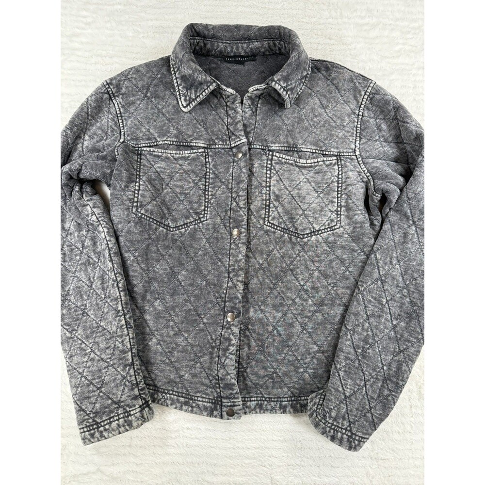 Jane + Delancey Jacket Womens Medium Gray Quilted Button Front Shacket